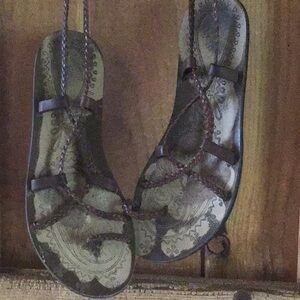 Women's Brown Sandals vegan lace-up👣